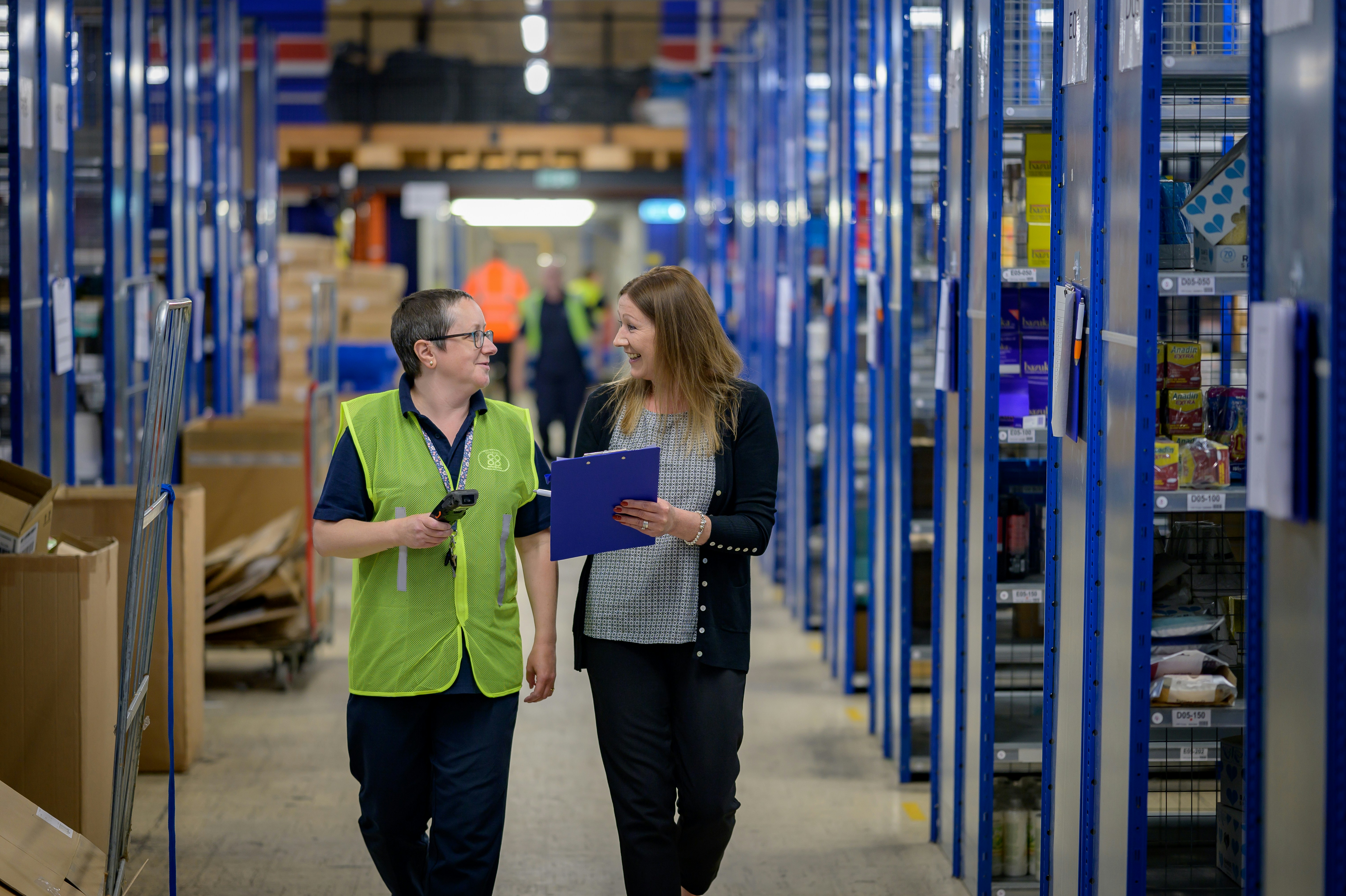 Warehouse team coordinating logistics operations